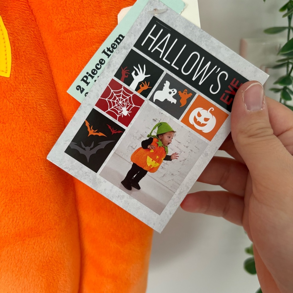 Hallows Eve Glow-in-the-Dark Plush Pumpkin Halloween Costume Vest Size 2T - Picture 2 of 5